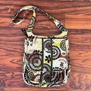 Vera Bradley RARE Vintage Cocoa Moss Print Crossbody Bag